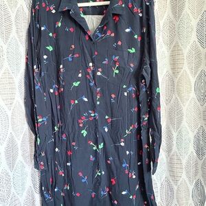 GAP Black Shirt with Red and Green Floral Design